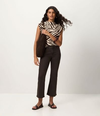 Blusa sin Manga con Fruncido en el Hombro y Estampado de Zebra 2