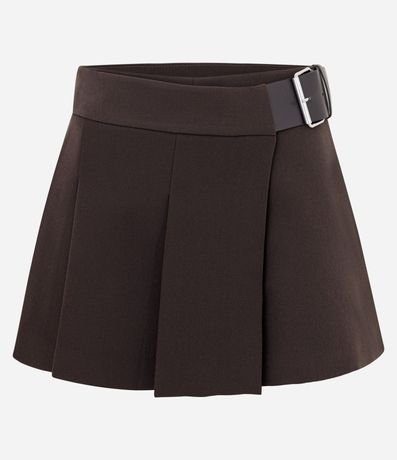 Short Pollera Sastre con Plegado Delantero y Cinturón Lateral 5