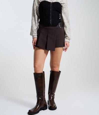 Short Pollera Sastre con Plegado Delantero y Cinturón Lateral 2