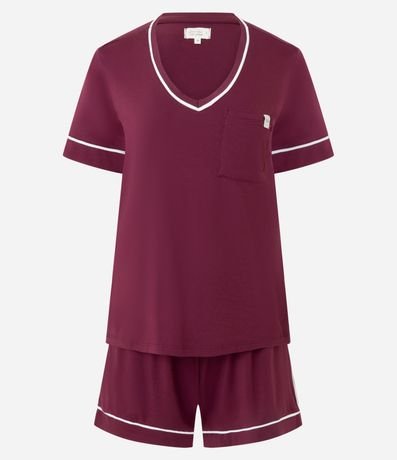 Pijama Corta en Viscosa con Biés Contrastantes 4