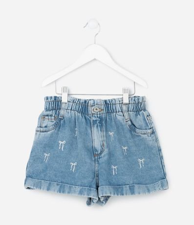 Short Infantil Clochard en Jeans con Estampado de Moñitas – Talle 5 a 14 años
