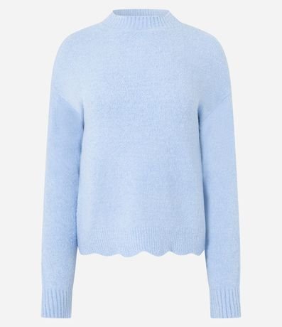 Buzo en Punto Mousse Liso con Bajo Ondulada