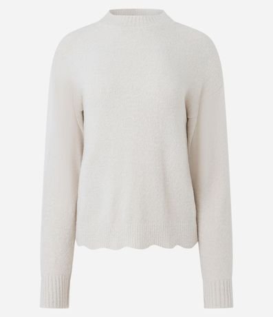 Buzo en Punto Mousse Liso con Bajo Ondulada