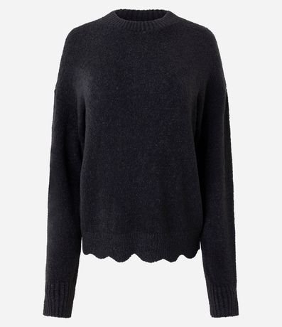 Buzo en Punto Mousse Liso con Bajo Ondulada