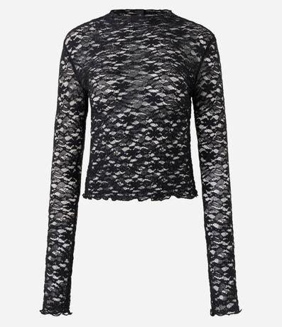 Blusa Manga Larga en Encaje Texturizada 4