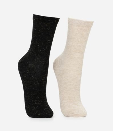 Kit 02 Medias Cano Mediano en Algodón con Hilo Metalizado 2