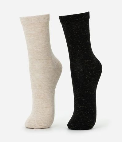 Kit 02 Medias Cano Mediano en Algodón con Hilo Metalizado 5