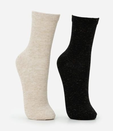 Kit 02 Medias Cano Mediano en Algodón con Hilo Metalizado 6