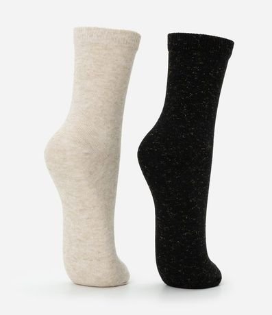 Kit 02 Medias Cano Mediano en Algodón con Hilo Metalizado 7