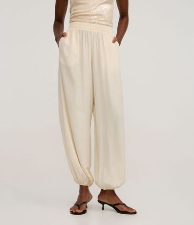 Pantalón Boho Balloon en Viscosa con Cintura Elástica y Bajo 3
