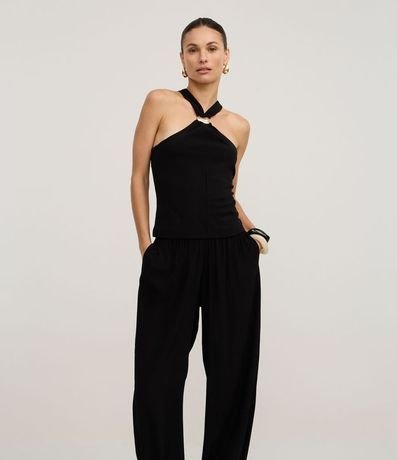 Pantalón Boho Balloon en Viscosa con Cintura Elástica y Bajo 2