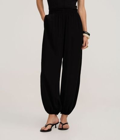 Pantalón Boho Balloon en Viscosa con Cintura Elástica y Bajo 3