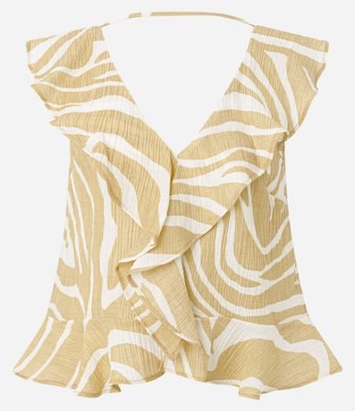 Blusa en Anarruga con Volados y Estampado Zebra 8