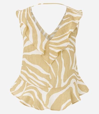 Blusa en Anarruga con Volados y Estampado Zebra 10
