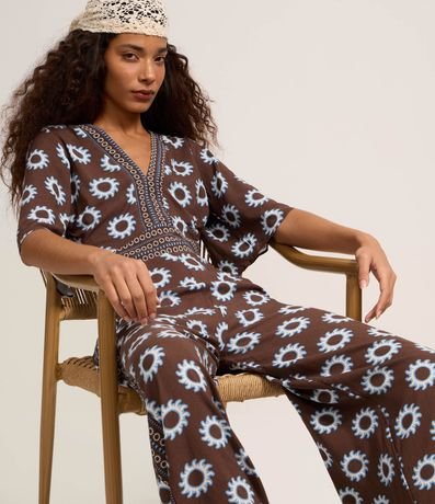 Mono en Viscosa con Escote V y Estampado 5