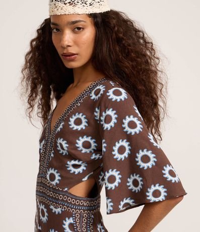 Mono en Viscosa con Escote V y Estampado 3