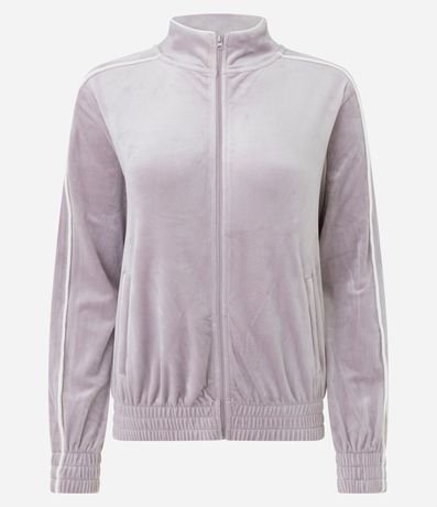 Campera Deportiva en Plush con Piping Contrastante 5