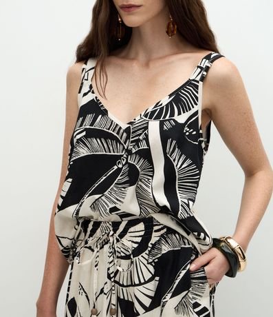 Blusa en Viscolino con Bretel Detallado y Estampado Palmeras 4