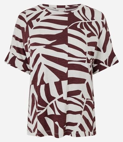 Blusa Casual Media Malla con Estampa de Hojas