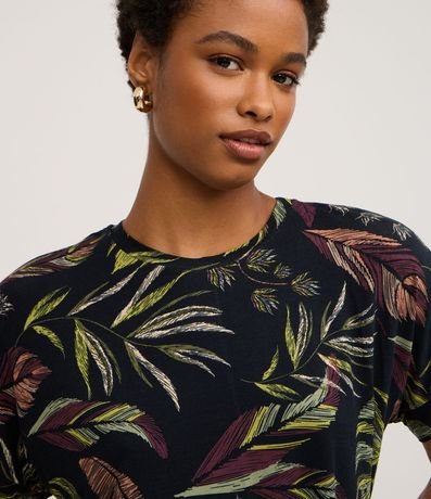 Blusa Casual Media Malla con Estampa de Hojas 4