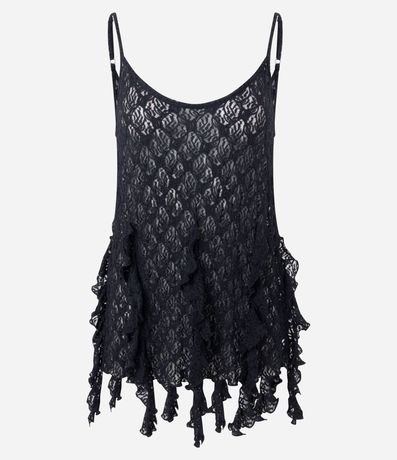 Blusa Rendada con Breteles Finos y Puntas Asimétricas 8