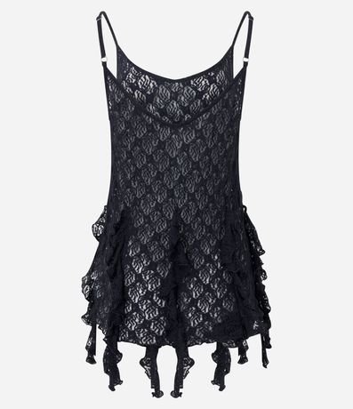 Blusa Rendada con Breteles Finos y Puntas Asimétricas 10