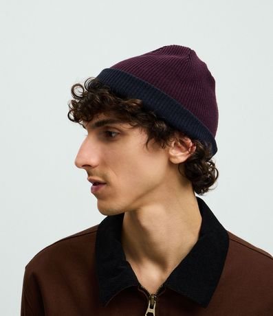 Gorro en Efecto Punto con Dobles y Doble Faz Bicolor 5