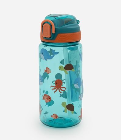 Botella de Pl�stico Transl�cido con Estampado Animales Marinos 600ml