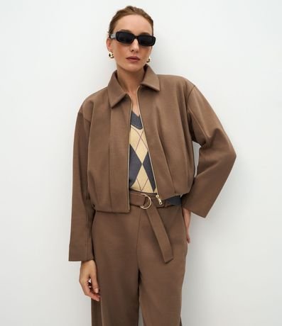 Campera Baloné Corta en Algodón con Felpa