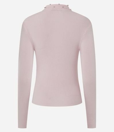 Blusa Polo en Tricot con Aplicación de Brillos en el Cuello 6