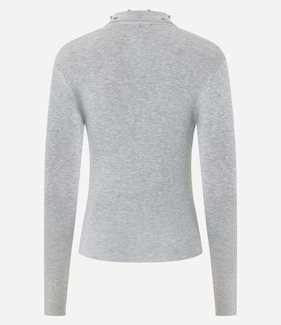 Blusa Polo en Tricot con Aplicación de Brillos en el Cuello 7