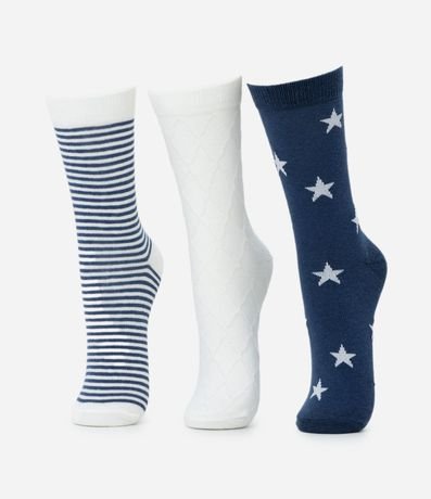 Kit 03 Medias Cano Mediano en Algodón con Diferentes Estampas