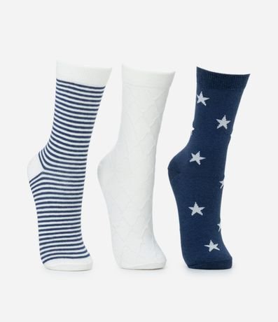 Kit 03 Medias Cano Mediano en Algodón con Diferentes Estampas 2