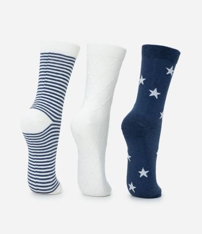 Kit 03 Medias Cano Mediano en Algodón con Diferentes Estampas 3