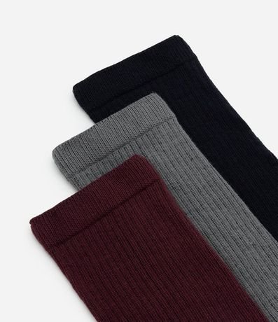 Kit 03 Medias Caneladas Básicas Caña Larga 4