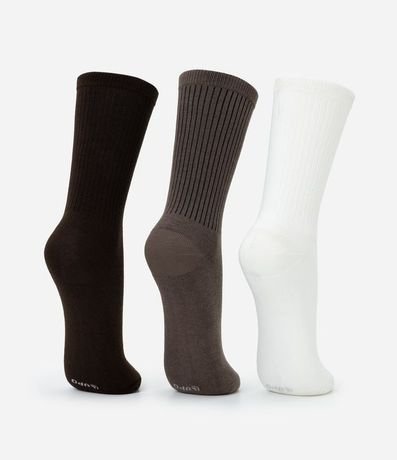 Kit 03 Medias Caneladas Básicas Caña Larga 3