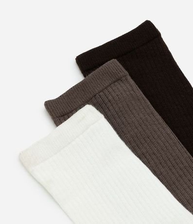 Kit 03 Medias Caneladas Básicas Caña Larga 4