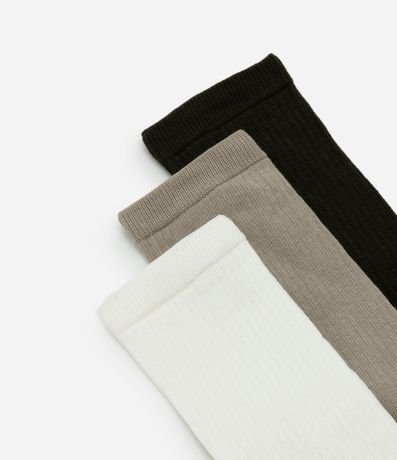 Kit 03 Medias Caneladas Básicas Caña Larga 4