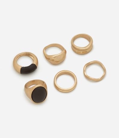 Kit 06 Anillos con Diferentes Texturas y Detalle en PU