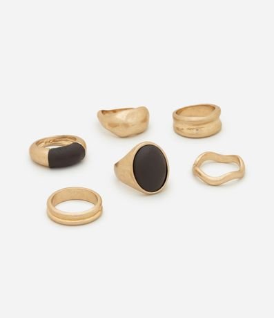 Kit 06 Anillos con Diferentes Texturas y Detalle en PU 2