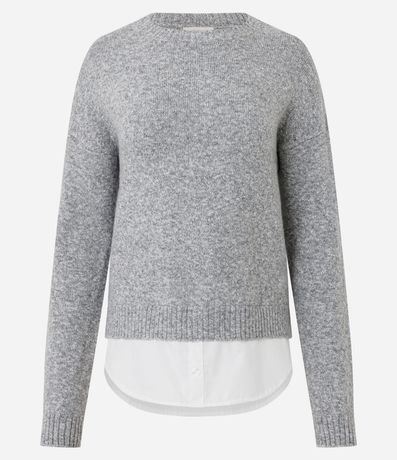 Suéter Regular en Punto con Efecto de Camisa Embutida 5