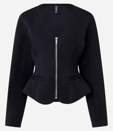Campera Acinturada en Punto Roma con Cremallera 6