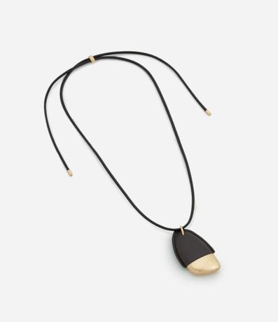 Collar Largo en PU con Colgante de Forma Orgánica 4