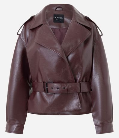 Campera Trench Coat en PU con Cinturón 5