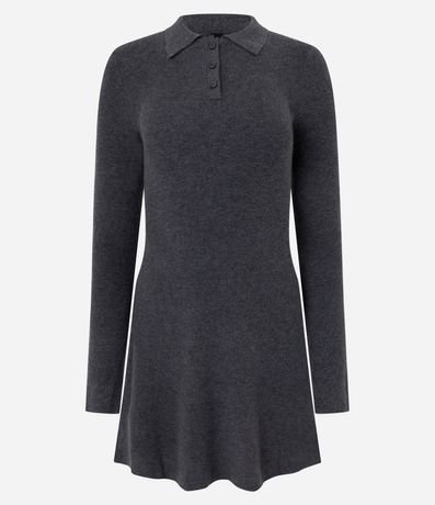 Vestido Corto de Tejido de Punto con Cuello Polo