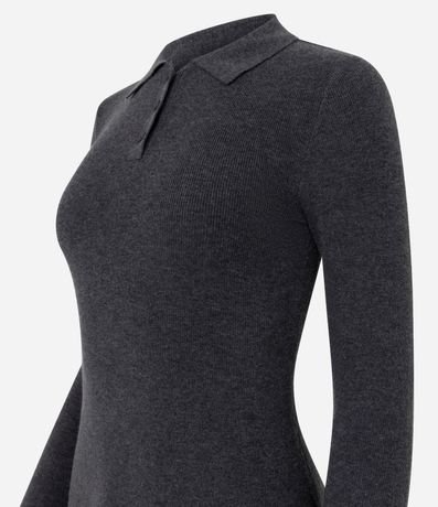 Vestido Corto de Tejido de Punto con Cuello Polo 2