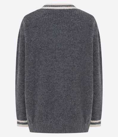 Cardigan Largo en Tricot con Bolsillos y Vivos Contrastantes 6