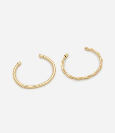 Kit 02 Braceletes Abiertos con Efecto Entrelazado