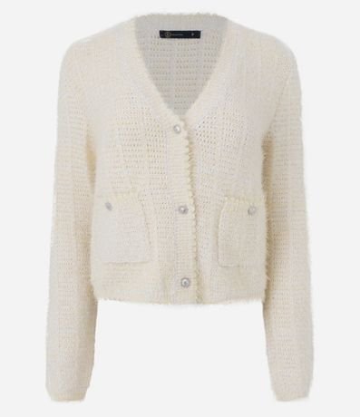 Cardigan Regular en Punto con Botones Metalizados 5