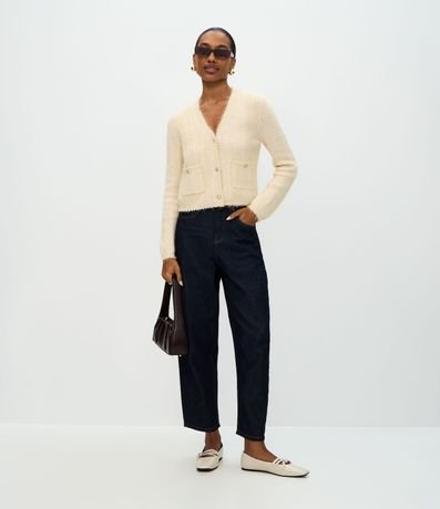 Cardigan Regular en Punto con Botones Metalizados 2